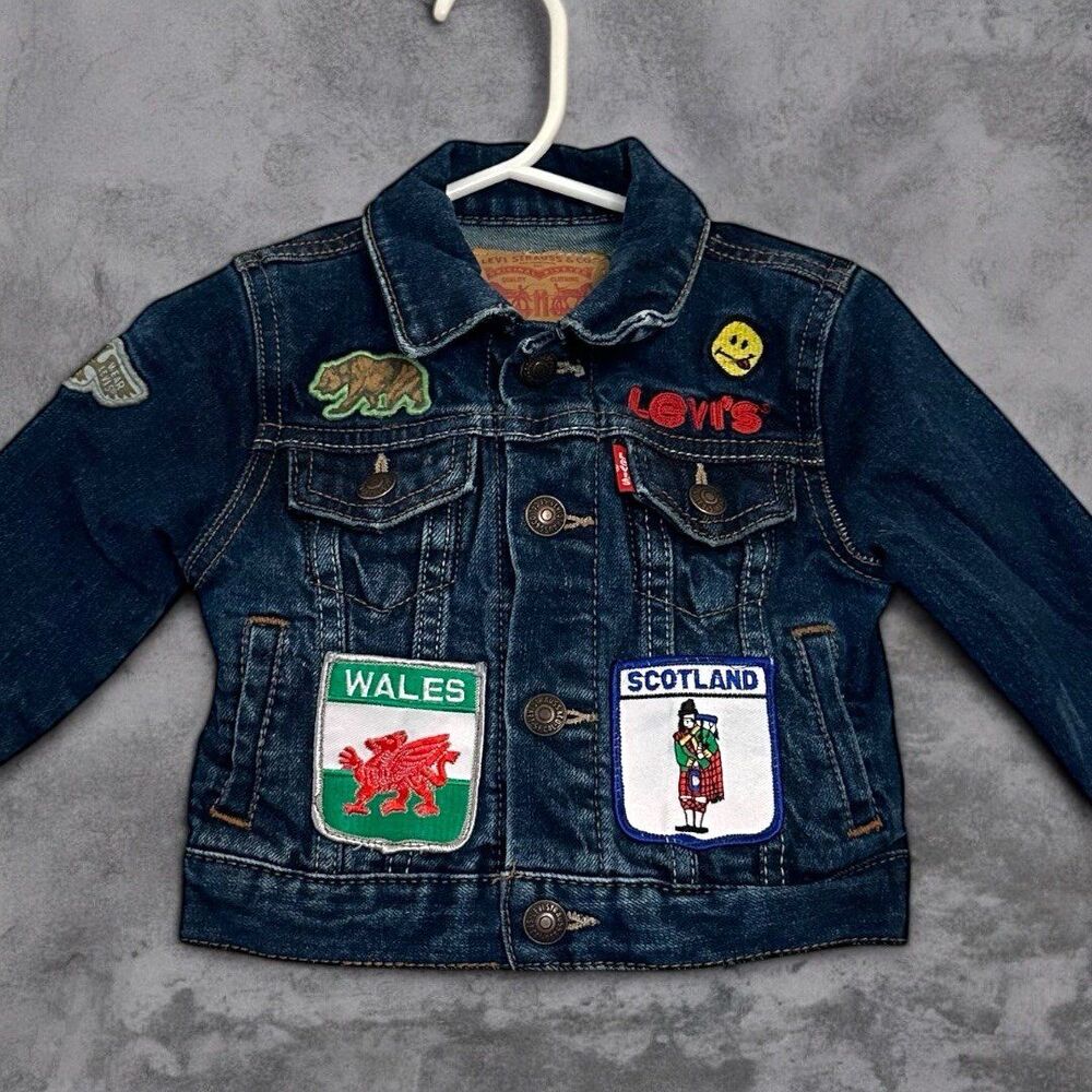 Levi’s Jean Jacket 12 Month Patches Retro Grunge Punk biker denim baby infant